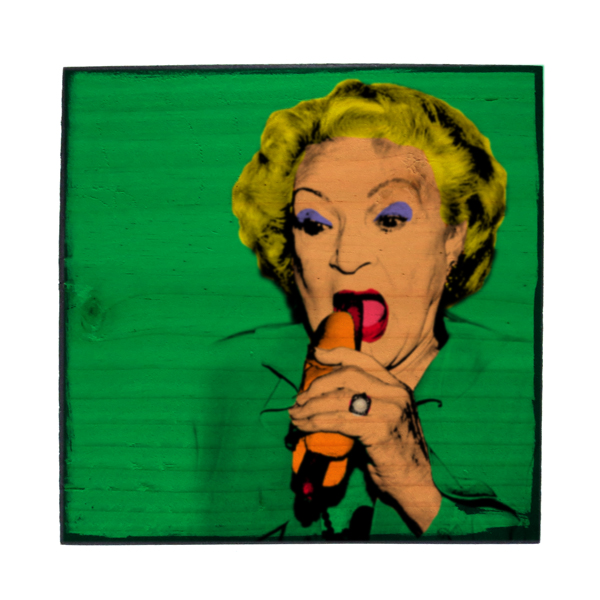 A ModBlock of Betty White Eats a Hot Dog in the Style of Andy Warhol, Pop art prints.